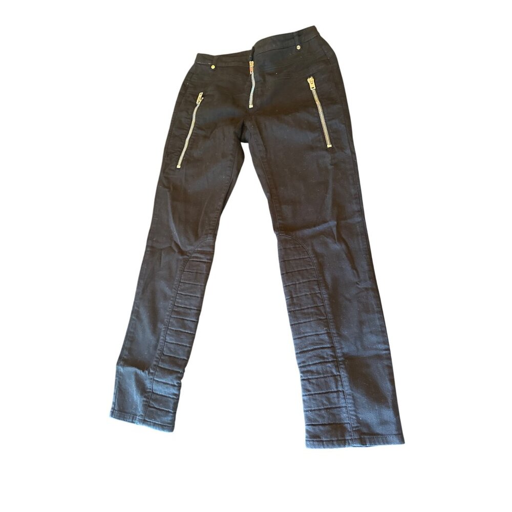 Alexander McQueen Womens Black Skinny Pants With Zipper Details Size 42 Cotton